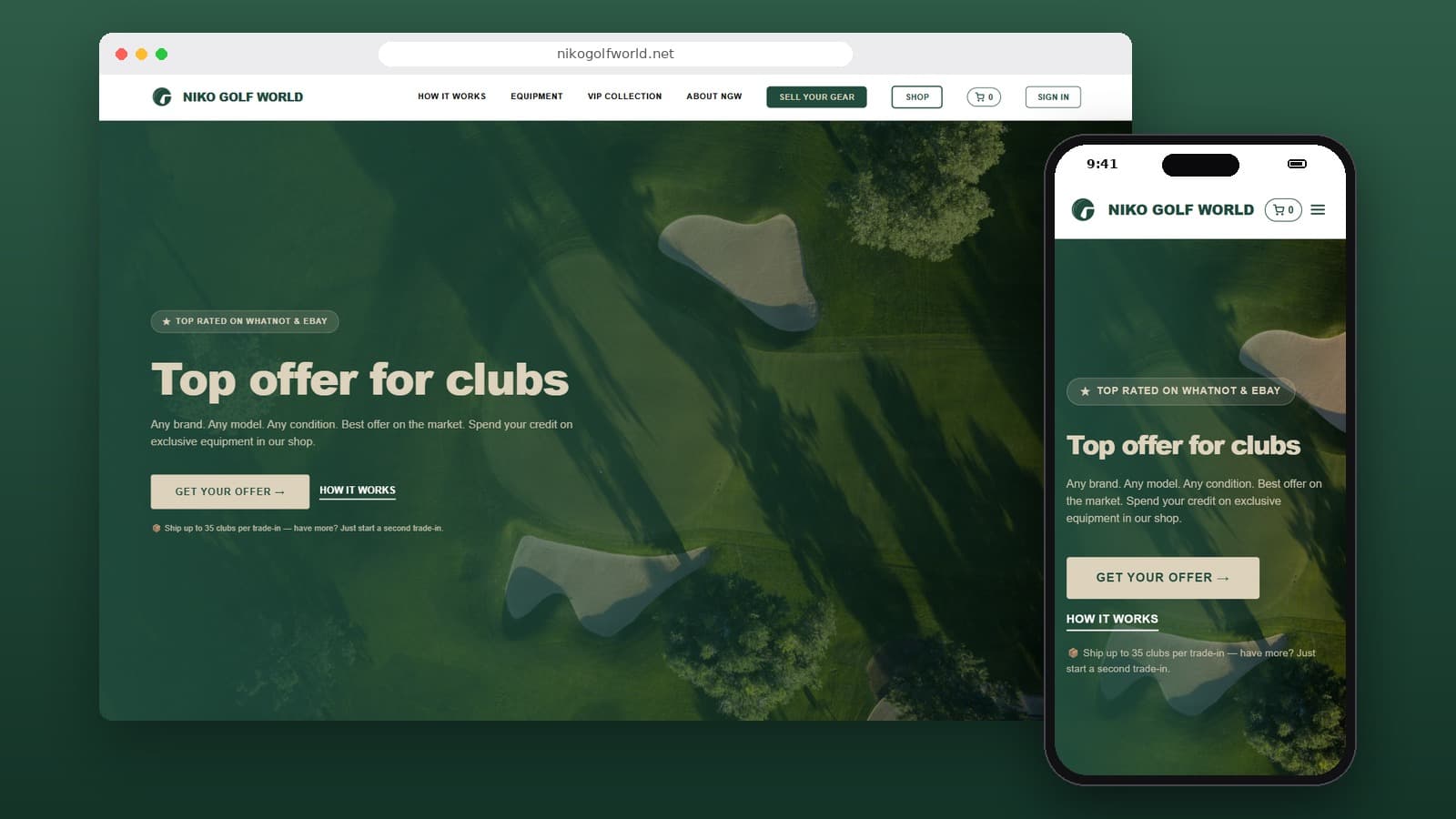 NGW - Marketplace de trade-in de golf